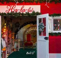 Ho Ho Ho Red Christmas Store Backdrop - Layoris
