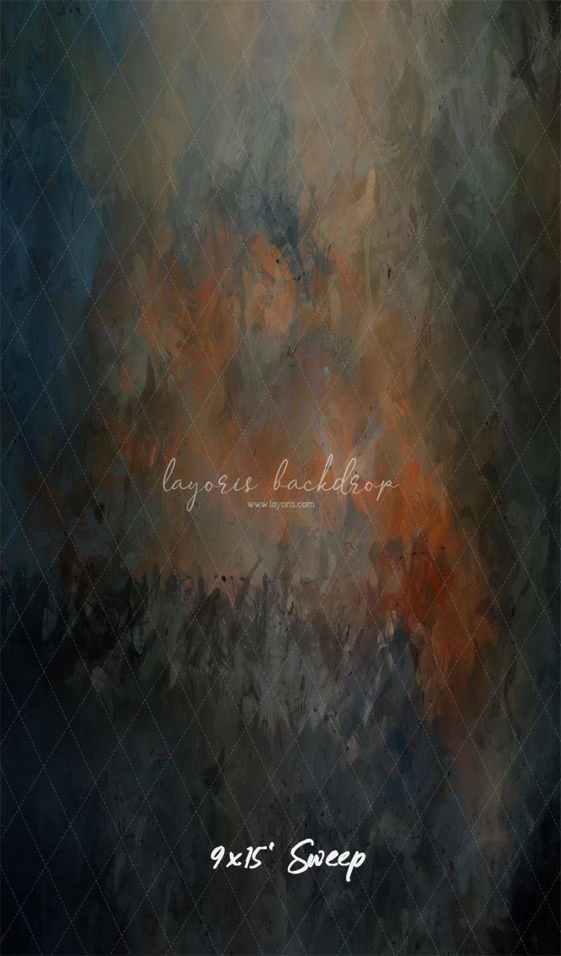 Blue Black Orange Interweaving Fine Art Backdrop - Layoris