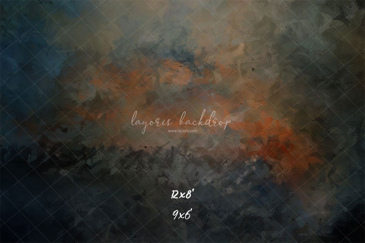 Blue Black Orange Interweaving Fine Art Backdrop - Layoris