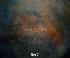 Blue Black Orange Interweaving Fine Art Backdrop - Layoris