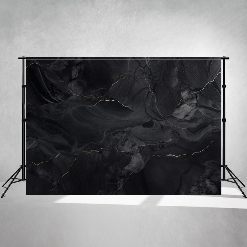 Black Marble Texture Gold Edge Photo Backdrop - Layoris