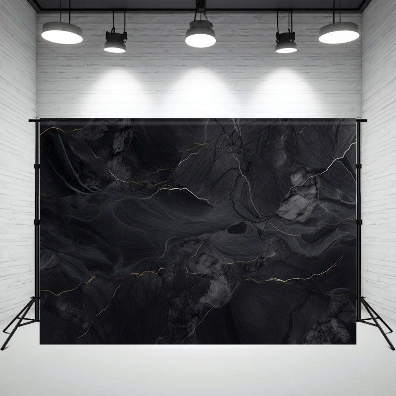 Black Marble Texture Gold Edge Photo Backdrop - Layoris