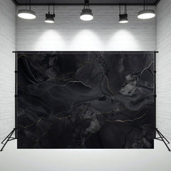 Black Marble Texture Gold Edge Photo Backdrop - Layoris