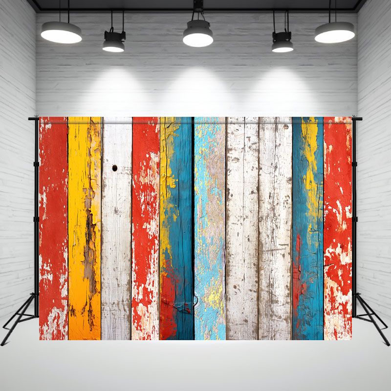 Faded Colored Vertical Wood Planks Photo Backdrop - Layoris