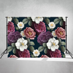 Purple Red White Peony Flower Photo Backdrop - Layoris