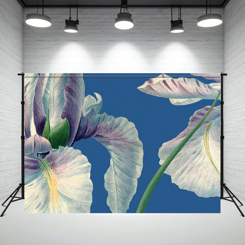 Magnificent Flowers On Blue Background Backdrop - Layoris