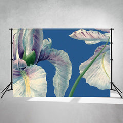 Magnificent Flowers On Blue Background Backdrop - Layoris