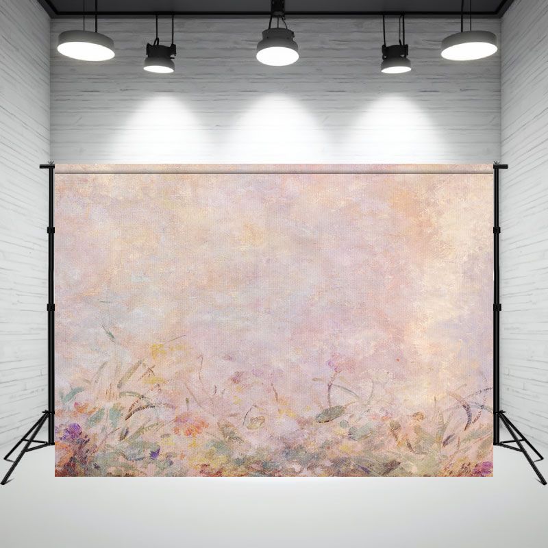 Abstract Pink Oil Painting Flowers Photo Backdrop - Layoris