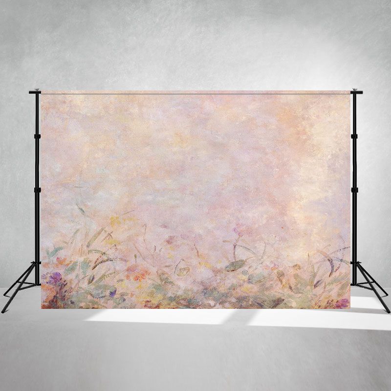 Abstract Pink Oil Painting Flowers Photo Backdrop - Layoris