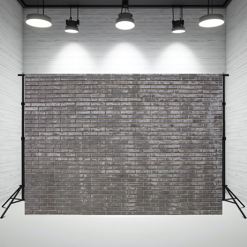 Gray Neat Brick Wall Studio Portrait Backdrop - Layoris