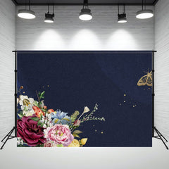 Noble Blue Texture And Floral Photo Backdrop - Layoris