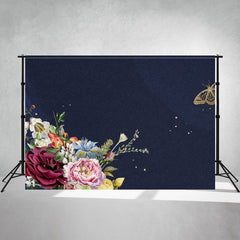 Noble Blue Texture And Floral Photo Backdrop - Layoris