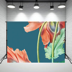 Female Fashion Glamour Flowers Blue Photo Backdrop - Layoris