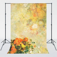 Orange Retro Oil Painting Woman Photo Backdrop - Layoris