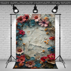 3D Chrysanthemum On The Broken Wall Backdrop - Layoris