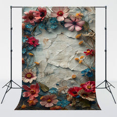 3D Chrysanthemum On The Broken Wall Backdrop - Layoris