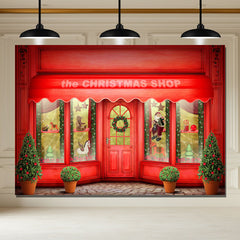 Layoris Red Christmas Shop Holiday Photo Backdrop