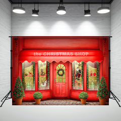Layoris Red Christmas Shop Holiday Photo Backdrop