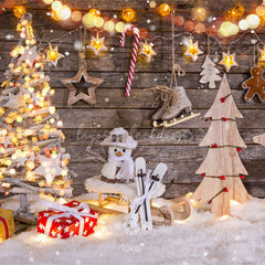 Wooden Board Snowman Elk Christmas Photo Backdrop - Layoris