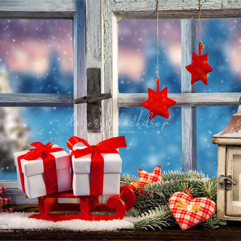Wooden Window Gift Christmas Photo Backdrop - Layoris