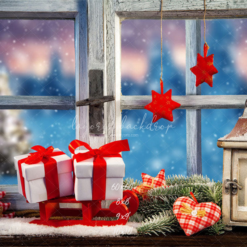 Wooden Window Gift Christmas Photo Backdrop - Layoris