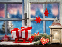 Wooden Window Gift Christmas Photo Backdrop - Layoris