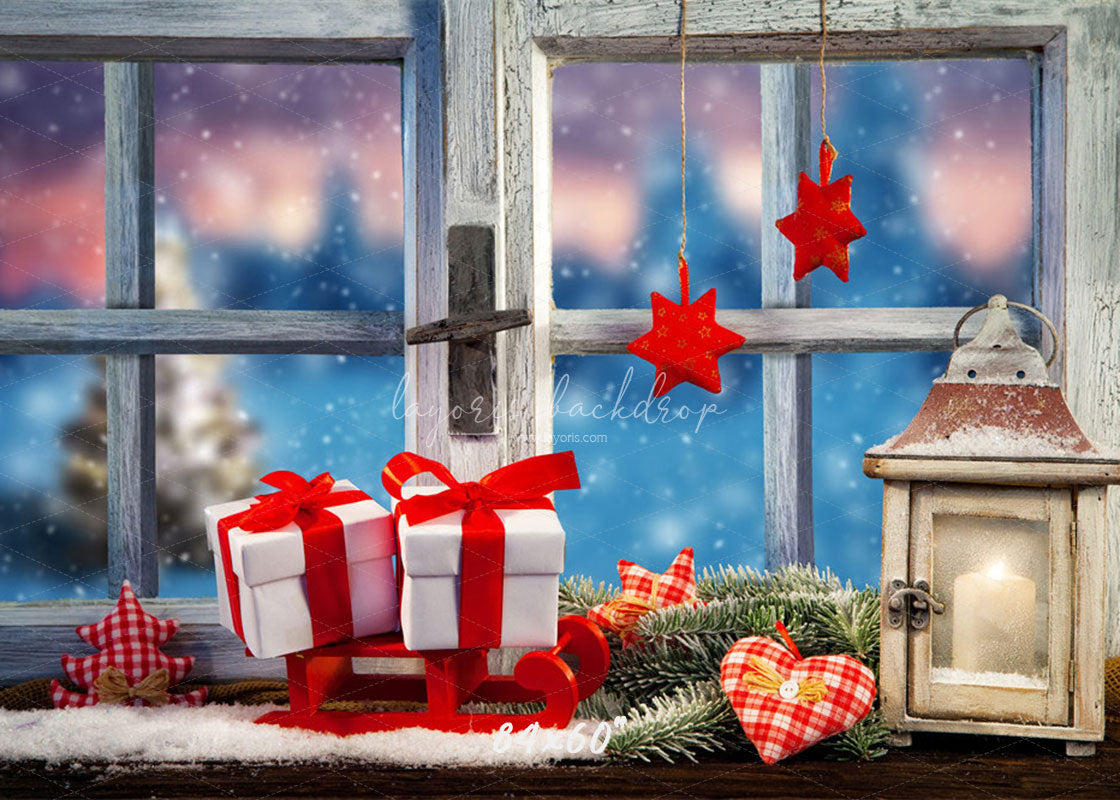 Wooden Window Gift Christmas Photo Backdrop - Layoris