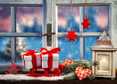 Wooden Window Gift Christmas Photo Backdrop - Layoris