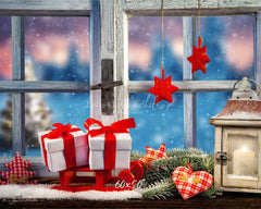 Wooden Window Gift Christmas Photo Backdrop - Layoris