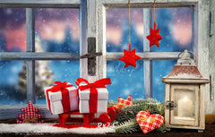 Wooden Window Gift Christmas Photo Backdrop - Layoris