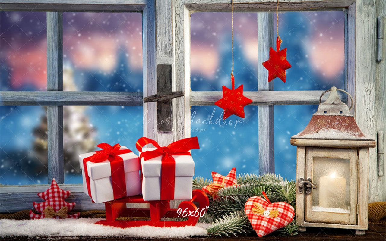 Wooden Window Gift Christmas Photo Backdrop - Layoris
