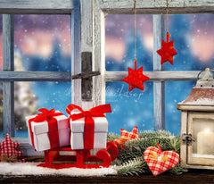 Wooden Window Gift Christmas Photo Backdrop - Layoris