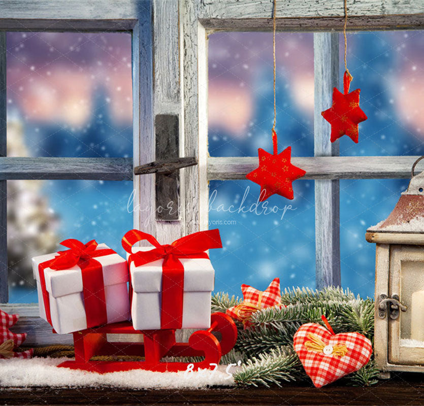 Wooden Window Gift Christmas Photo Backdrop - Layoris