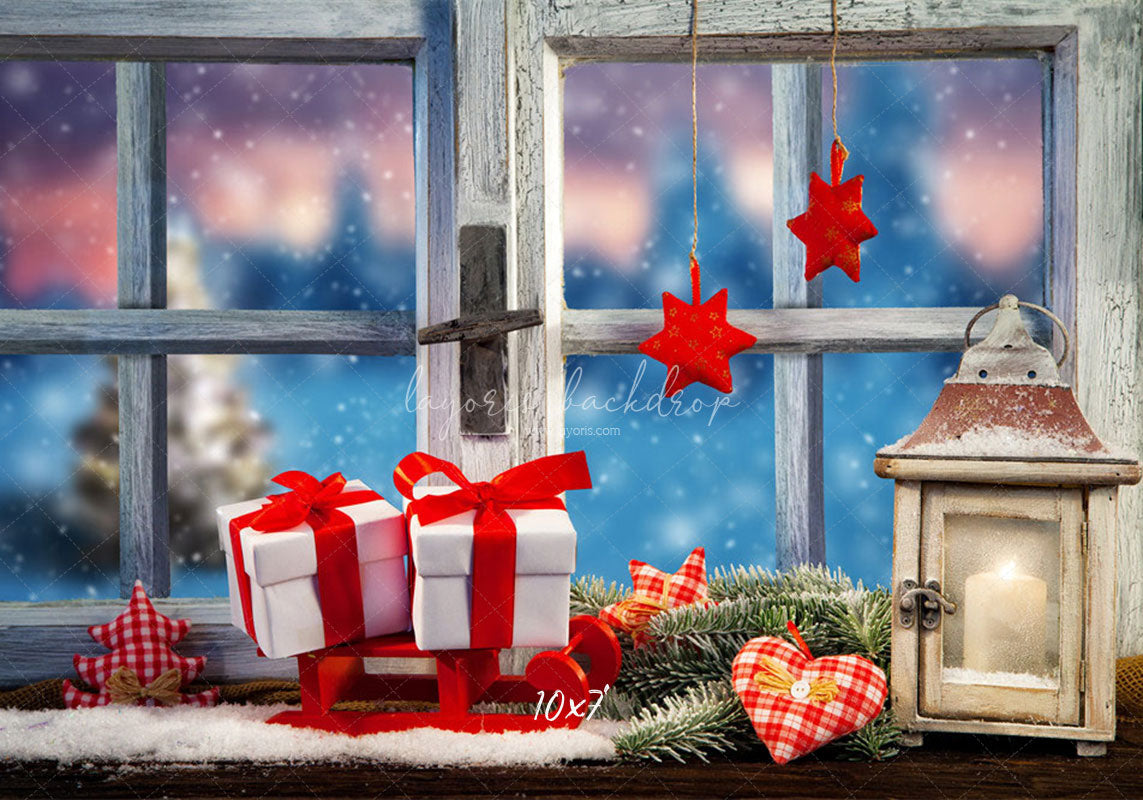 Wooden Window Gift Christmas Photo Backdrop - Layoris
