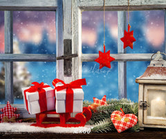 Wooden Window Gift Christmas Photo Backdrop - Layoris