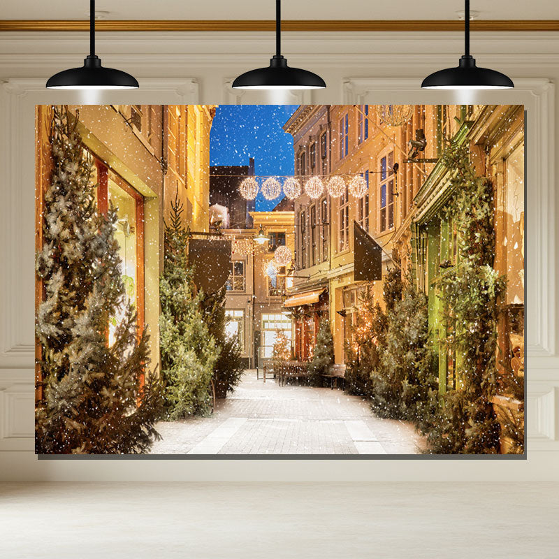 Layoris Snow Festival Street Building Christmas Backdrop