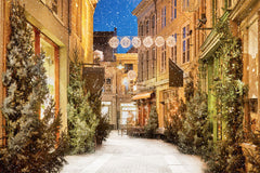 Snow Festival Street Building Christmas Backdrop - Layoris