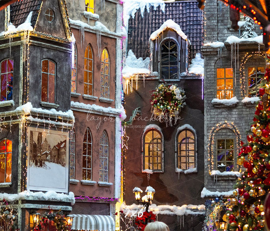 European Architectural Christmas Backdrop - Layoris