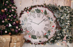 Clock Christmas Tree Holiday Backdrop - Layoris