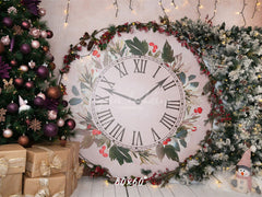 Clock Christmas Tree Holiday Backdrop - Layoris