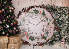 Clock Christmas Tree Holiday Backdrop - Layoris