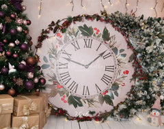 Clock Christmas Tree Holiday Backdrop - Layoris