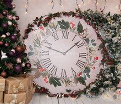Clock Christmas Tree Holiday Backdrop - Layoris
