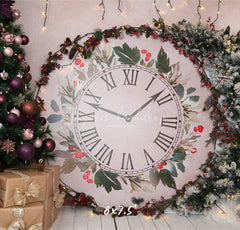 Clock Christmas Tree Holiday Backdrop - Layoris