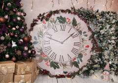 Clock Christmas Tree Holiday Backdrop - Layoris