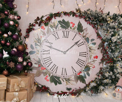 Clock Christmas Tree Holiday Backdrop - Layoris