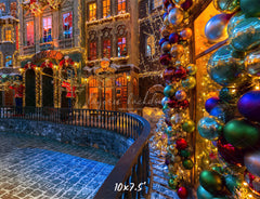 Retro Building Christmas Photo Backdrop - Layoris