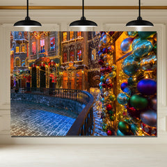 Layoris Retro Building Christmas Photo Backdrop