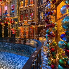 Retro Building Christmas Photo Backdrop - Layoris