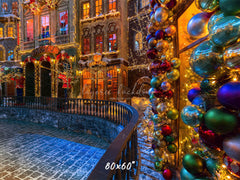 Retro Building Christmas Photo Backdrop - Layoris